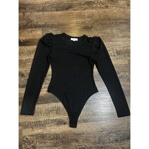 TREASURE & BOND Black‎ Puff Sleeve Bodysuit - Size Small